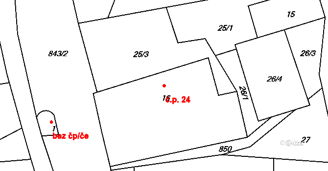 Náčkovice 24, Lovečkovice na parcele st. 16 v KÚ Náčkovice, Katastrální mapa