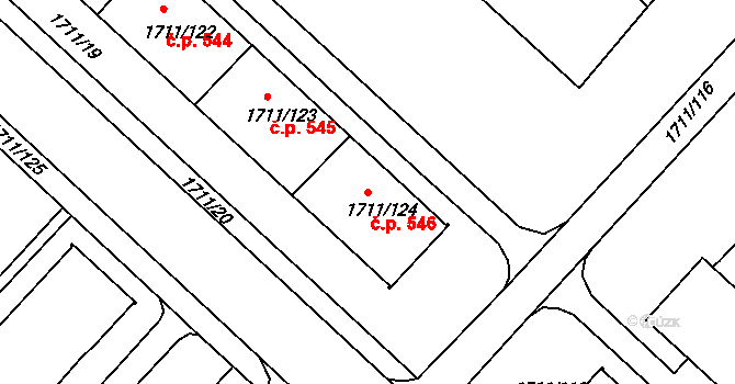 Podmoklice 546, Semily na parcele st. 1711/124 v KÚ Semily, Katastrální mapa