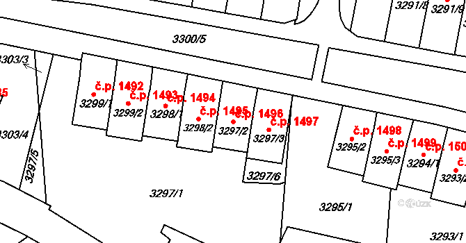 Střekov 1496, Ústí nad Labem na parcele st. 3297/2 v KÚ Střekov, Katastrální mapa