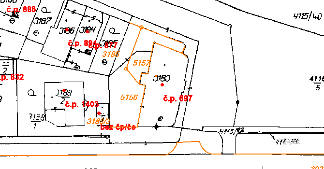Poděbrady III 697, Poděbrady na parcele st. 3183 v KÚ Poděbrady, Katastrální mapa