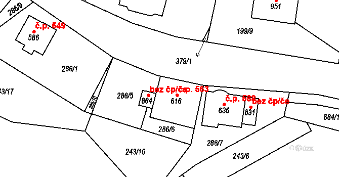 Kovářská 563 na parcele st. 616 v KÚ Kovářská, Katastrální mapa