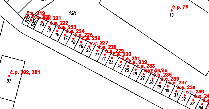 Miřetice u Klášterce nad Ohří 229, Klášterec nad Ohří na parcele st. 22 v KÚ Miřetice u Klášterce nad Ohří, Katastrální mapa