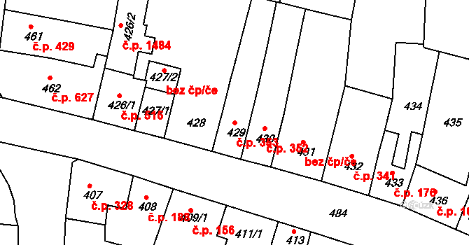 Duchcov 353 na parcele st. 429 v KÚ Duchcov, Katastrální mapa
