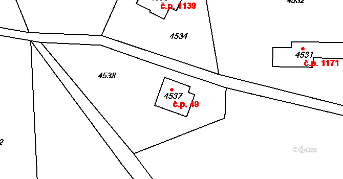 Smržovka 49 na parcele st. 4537 v KÚ Smržovka, Katastrální mapa