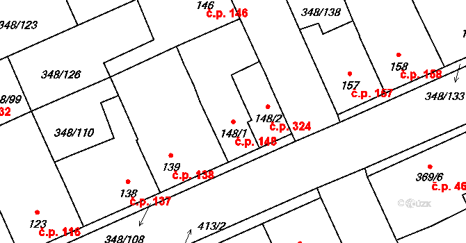 Černčice 148 na parcele st. 148/1 v KÚ Černčice u Loun, Katastrální mapa