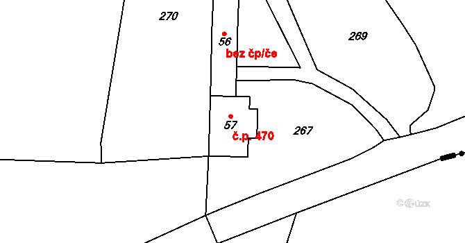 Třebovice 470, Ktiš na parcele st. 57 v KÚ Březovík 1, Katastrální mapa