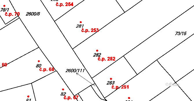 Horní Cerekev 252 na parcele st. 282 v KÚ Horní Cerekev, Katastrální mapa