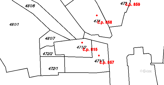 Pelhřimov 815 na parcele st. 471/2 v KÚ Pelhřimov, Katastrální mapa