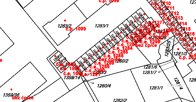 Pelhřimov 1287 na parcele st. 1283/16 v KÚ Pelhřimov, Katastrální mapa