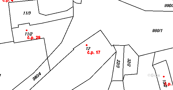 Dehtín 17, Klatovy na parcele st. 12 v KÚ Dehtín, Katastrální mapa