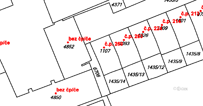 Klatovy III 269, Klatovy na parcele st. 1107 v KÚ Klatovy, Katastrální mapa