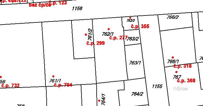 Libuš 277, Praha na parcele st. 762/1 v KÚ Libuš, Katastrální mapa