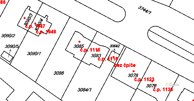 Břevnov 1116, Praha na parcele st. 3083 v KÚ Břevnov, Katastrální mapa