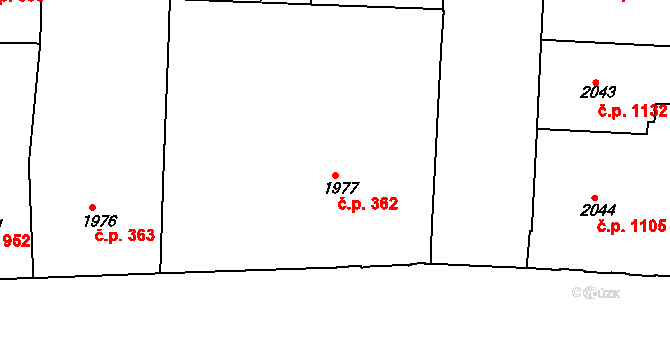 Holešovice 362, Praha na parcele st. 1977 v KÚ Holešovice, Katastrální mapa