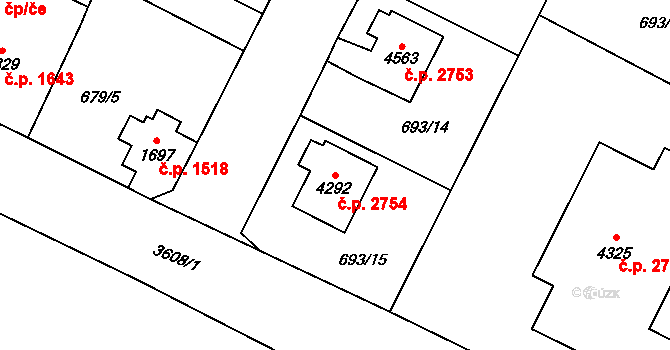 Dvůr Králové nad Labem 2754 na parcele st. 4292 v KÚ Dvůr Králové nad Labem, Katastrální mapa