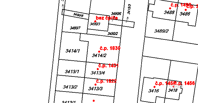 České Budějovice 7 1830, České Budějovice na parcele st. 3414/2 v KÚ České Budějovice 7, Katastrální mapa