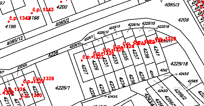 Jirkov 1325 na parcele st. 4231 v KÚ Jirkov, Katastrální mapa