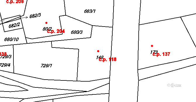 Liberec XXXI-Krásná Studánka 118, Liberec na parcele st. 148 v KÚ Krásná Studánka, Katastrální mapa
