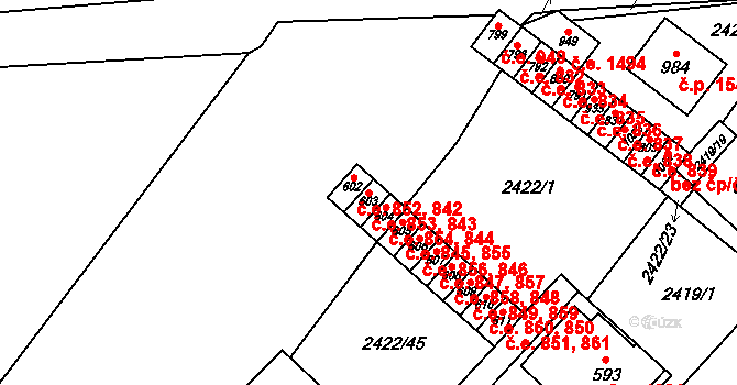 Ivančice 843,853 na parcele st. 603 v KÚ Kounické Předměstí, Katastrální mapa