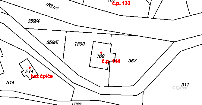 Javorník 144, Rudník na parcele st. 160 v KÚ Javorník v Krkonoších, Katastrální mapa