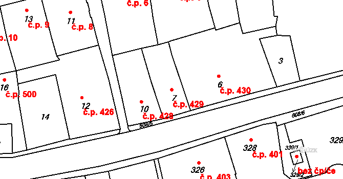 Šluknov 429 na parcele st. 7 v KÚ Šluknov, Katastrální mapa