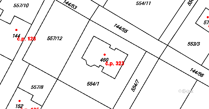Úhonice 323 na parcele st. 460 v KÚ Úhonice, Katastrální mapa