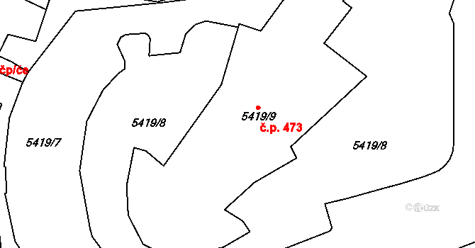 Hevlín 473 na parcele st. 5419/9 v KÚ Hevlín, Katastrální mapa