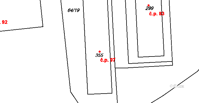 Dolní Staré Město 97, Trutnov na parcele st. 355 v KÚ Dolní Staré Město, Katastrální mapa