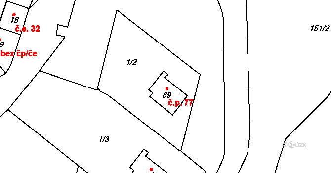 Arnoltov 77, Březová na parcele st. 89 v KÚ Arnoltov, Katastrální mapa