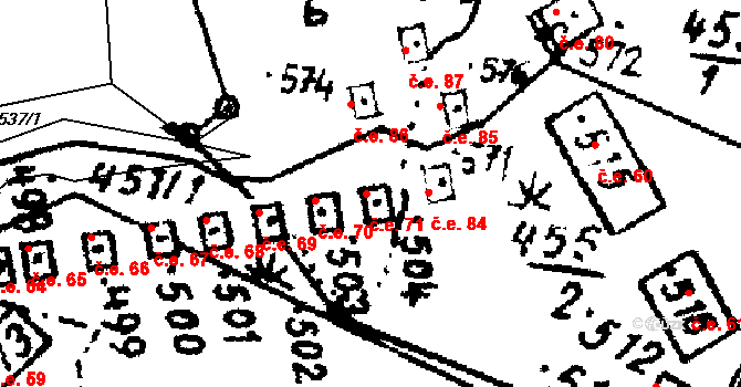 Pecka 71 na parcele st. 504 v KÚ Pecka, Katastrální mapa