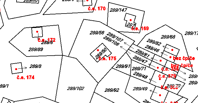 Milná 175, Frymburk na parcele st. 289/50 v KÚ Frymburk, Katastrální mapa