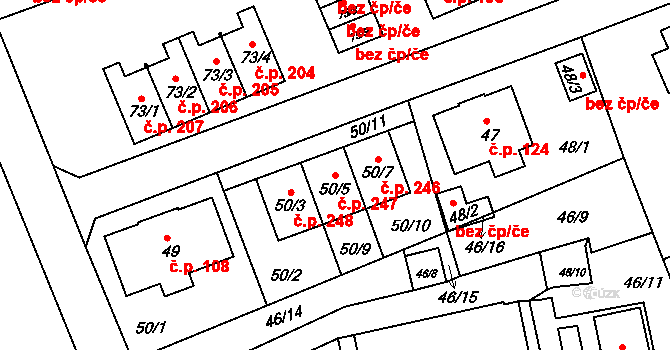 Liberec IX-Janův Důl 247, Liberec na parcele st. 50/5 v KÚ Janův Důl u Liberce, Katastrální mapa