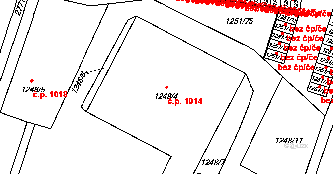Dobruška 1014 na parcele st. 1248/4 v KÚ Dobruška, Katastrální mapa