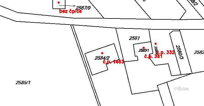Prostřední Suchá 1463, Havířov na parcele st. 2584/2 v KÚ Prostřední Suchá, Katastrální mapa