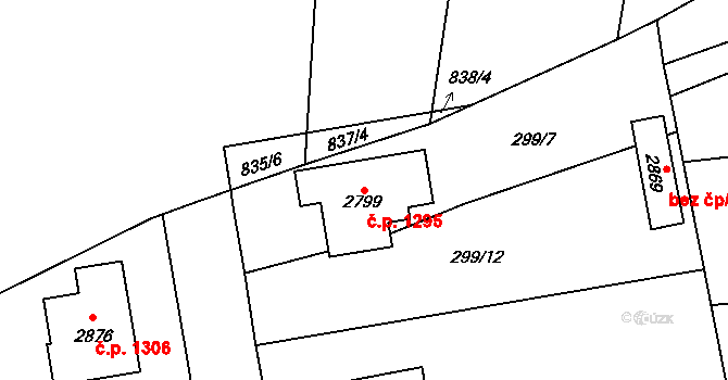 Litovel 1295 na parcele st. 2799 v KÚ Litovel, Katastrální mapa