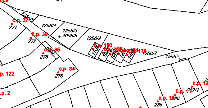 Pazderna 165, Vyškov na parcele st. 1028 v KÚ Dědice u Vyškova, Katastrální mapa