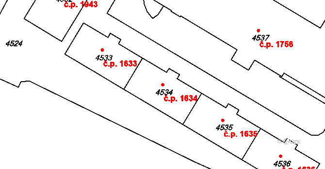 Bruntál 1634 na parcele st. 4534 v KÚ Bruntál-město, Katastrální mapa