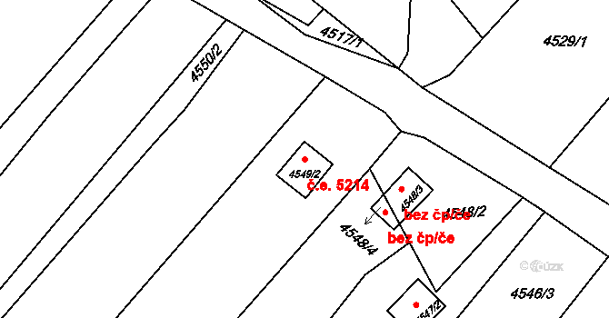 Předměstí 5214, Litoměřice na parcele st. 4549/2 v KÚ Litoměřice, Katastrální mapa