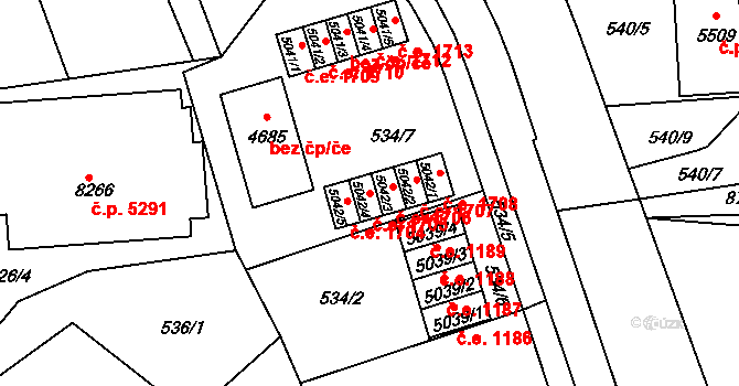 Zlín 1705 na parcele st. 5042/4 v KÚ Zlín, Katastrální mapa