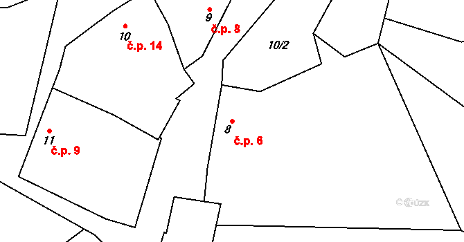 Šanovice 6, Sedlec-Prčice na parcele st. 8 v KÚ Šanovice, Katastrální mapa