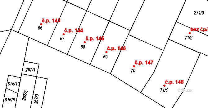 Šardičky 146, Kojátky na parcele st. 69 v KÚ Šardičky, Katastrální mapa