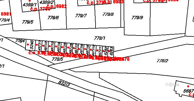 Zlín 308 na parcele st. 4977/11 v KÚ Zlín, Katastrální mapa