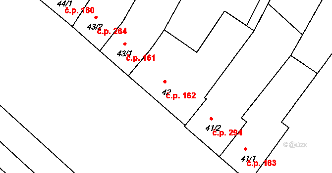 Křižanov 162 na parcele st. 42 v KÚ Křižanov, Katastrální mapa