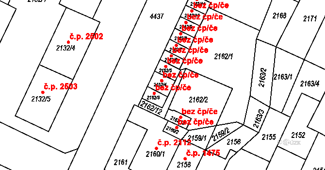 Teplice 39151581 na parcele st. 2162/4 v KÚ Teplice, Katastrální mapa