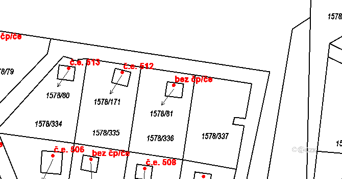 Kosmonosy 511 na parcele st. 1578/81 v KÚ Kosmonosy, Katastrální mapa