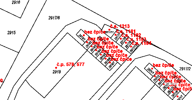 Děčín 40675581 na parcele st. 2918/4 v KÚ Podmokly, Katastrální mapa