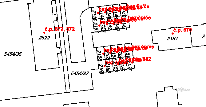 Polička 42816581 na parcele st. 2156 v KÚ Polička, Katastrální mapa