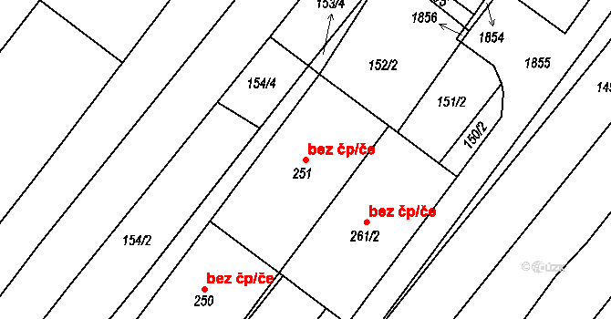 Koryčany 42842581 na parcele st. 251 v KÚ Lískovec, Katastrální mapa