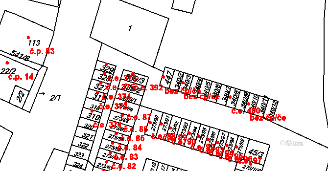 Obrnice 43690581 na parcele st. 340/1 v KÚ Obrnice, Katastrální mapa