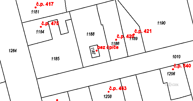 Libušín 44413581 na parcele st. 1187 v KÚ Libušín, Katastrální mapa